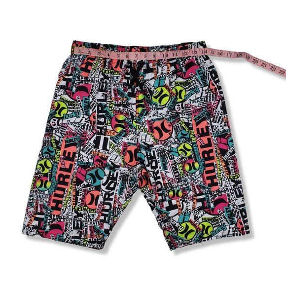 NWT Boys XL HURLEY Multi Neon Colored Graffiti Swim Board Shorts - Picture 5 of 9